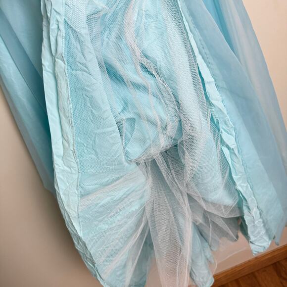 Nadine VINTAGE pastel blue White Lace Accent Formal long sleeve dress Size SMALL - Picture 6 of 16